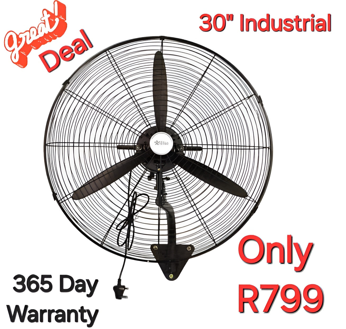 Fan 30" Industrial Wall Mount Fan.