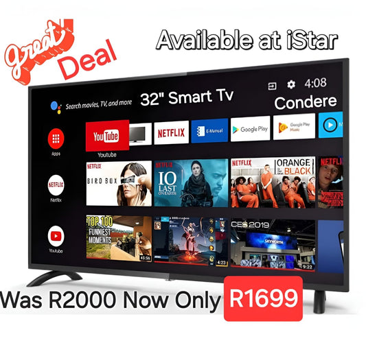 32" Frameless Smart HD TV. Brand -Condere